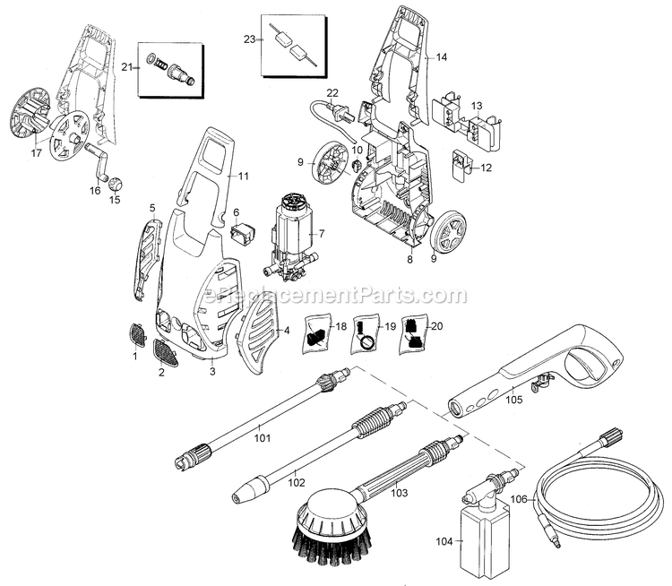 Black and Decker PW1700-BR (Type 1) Pressure Washer Power Tool Page A Diagram